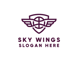 Basketball Wings Shield logo design