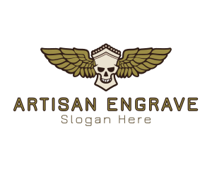 Greek Skull Wing logo design