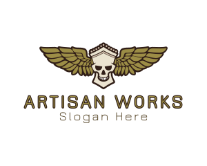 Greek Skull Wing logo design