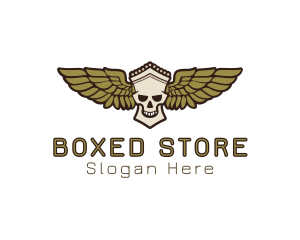 Greek Skull Wing logo design