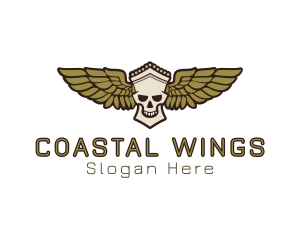 Greek Skull Wing logo design