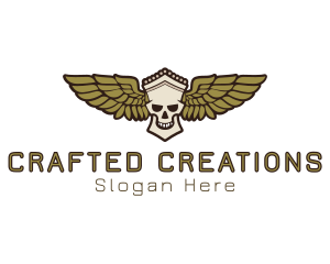 Greek Skull Wing logo design