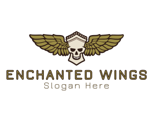 Greek Skull Wing logo design