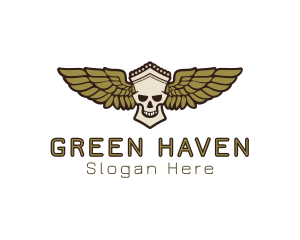 Greek Skull Wing logo design