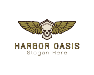 Greek Skull Wing logo design