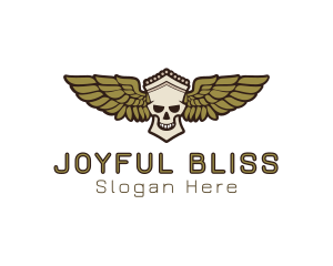 Greek Skull Wing logo design