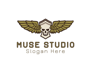 Greek Skull Wing logo design