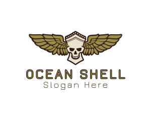 Greek Skull Wing logo design