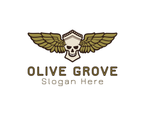 Greek Skull Wing logo design