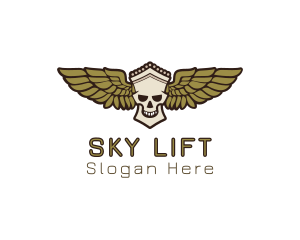 Greek Skull Wing logo design