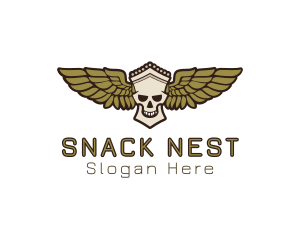 Greek Skull Wing logo design