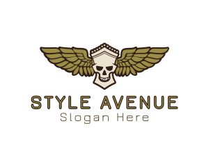 Greek Skull Wing logo design