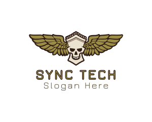 Greek Skull Wing logo design