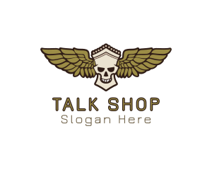 Greek Skull Wing logo design