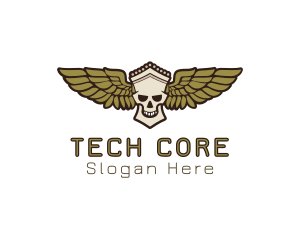 Greek Skull Wing logo design