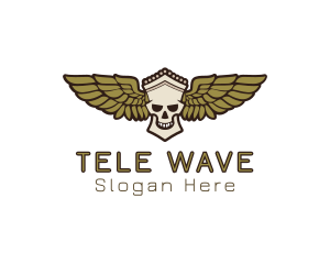 Greek Skull Wing logo design