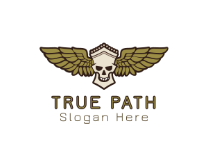 Greek Skull Wing logo design