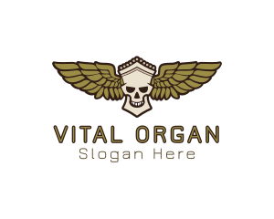 Greek Skull Wing logo design