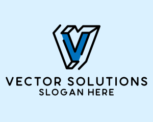 Simple Outline Letter V logo design