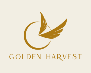 Golden Clock Wings  logo design