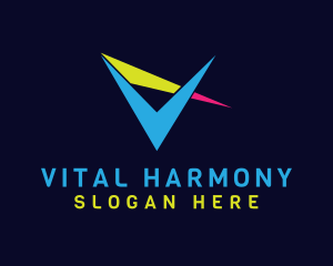 Sharp Colorful V logo design