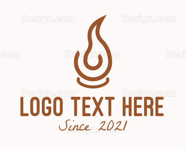 Brown Candle Flame Logo