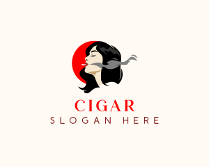 Adult Woman Smoking logo design