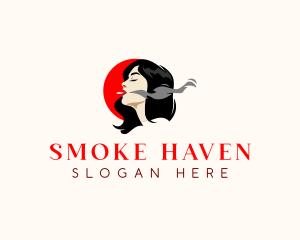 Adult Woman Smoking logo design