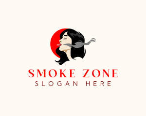 Adult Woman Smoking logo design