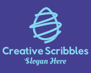 Blue Egg Scribble logo design