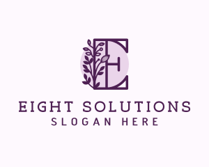 Purple Floral Letter E logo design