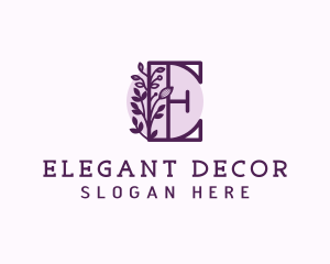 Purple Floral Letter E logo design