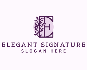 Purple Floral Letter E logo design