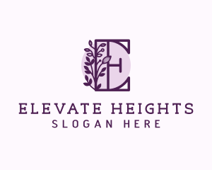 Purple Floral Letter E logo design