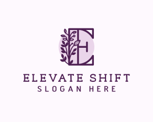 Purple Floral Letter E logo design