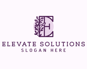 Purple Floral Letter E logo design