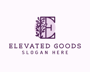 Purple Floral Letter E logo design