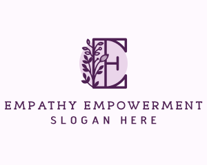 Purple Floral Letter E logo design