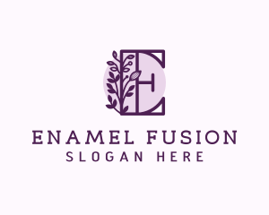 Purple Floral Letter E logo design