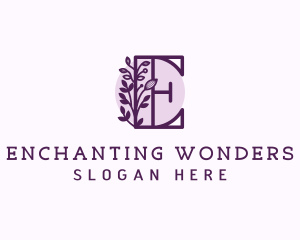 Purple Floral Letter E logo design