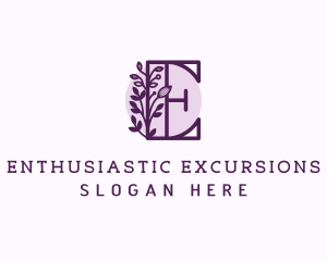 Purple Floral Letter E logo design