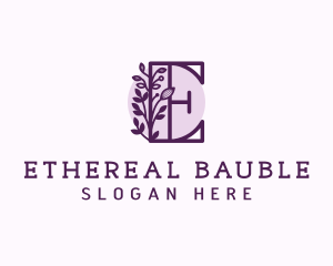 Purple Floral Letter E logo design