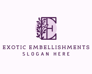 Purple Floral Letter E logo design