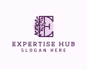 Purple Floral Letter E logo design