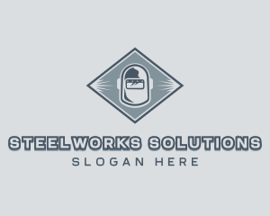 Welder Helmet Metalworks logo design