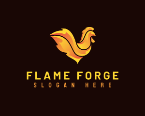 Flaming Chicken Roast logo design