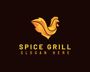 Flaming Chicken Roast logo design