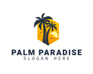 Palm Tree Paradise Island logo design