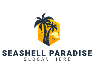 Palm Tree Paradise Island logo design