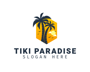 Palm Tree Paradise Island logo design